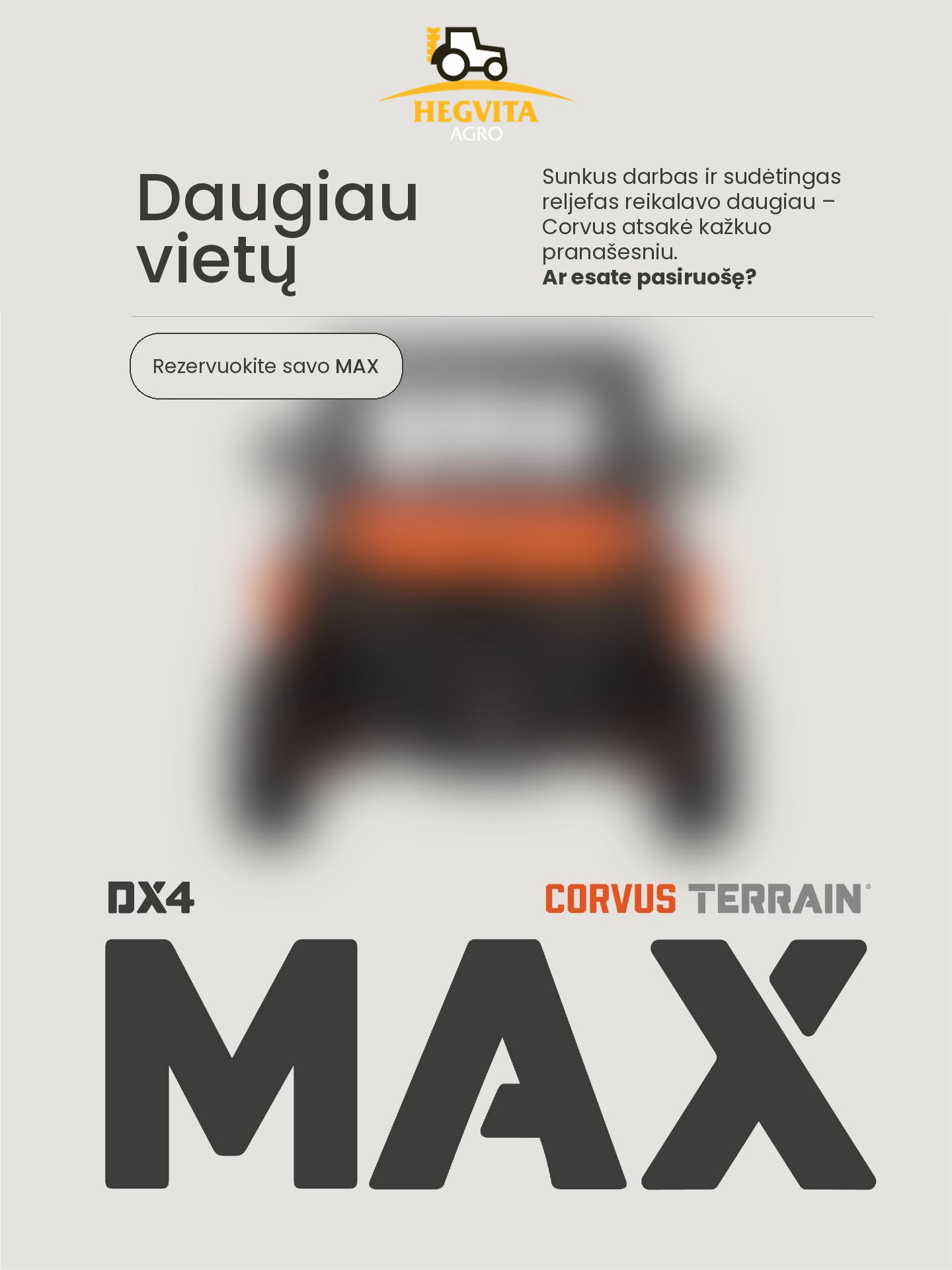 Corvus Terrain DX4 MAX – naujas dyzelinis 4 vietų UTV